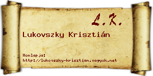 Lukovszky Krisztián névjegykártya